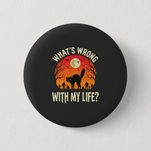 Badge Rond 5 Cm Cimetière de Chat Noir Halloween Horreur Graphique