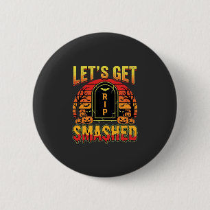 Badge Rond 5 Cm Cimetière de citrouilles Halloween dévasté