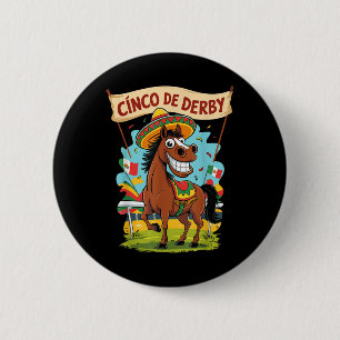 Badge Rond 5 Cm Cinco De Derby Funny Horse Racing Derby De Mayo