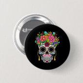 Badge Rond 5 Cm Cinco De Mayo Crâne à sucre Dia De Los Muertos Jou (Devant & derrière)