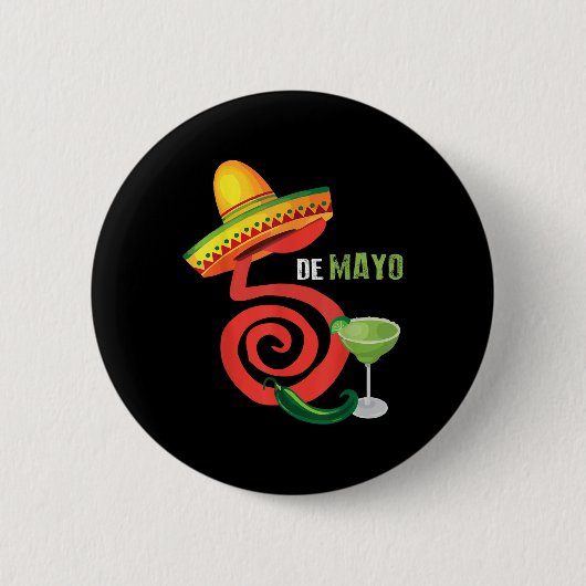 Badge Rond 5 Cm Cinco De Mayo Fiesta Design Camisa 5 De Mayo Viva (Devant)