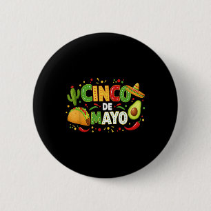 Badge Rond 5 Cm Cinco De Mayo Lets Fiesta Avocado Et Tacos Cinco