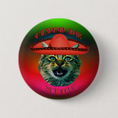 Badge Rond 5 Cm Cinco De Meow Grey Cat Cinco De Mayo Mexique (Devant)