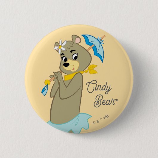 Badge Rond 5 Cm Cindy Bear tenant le parasol (Devant)