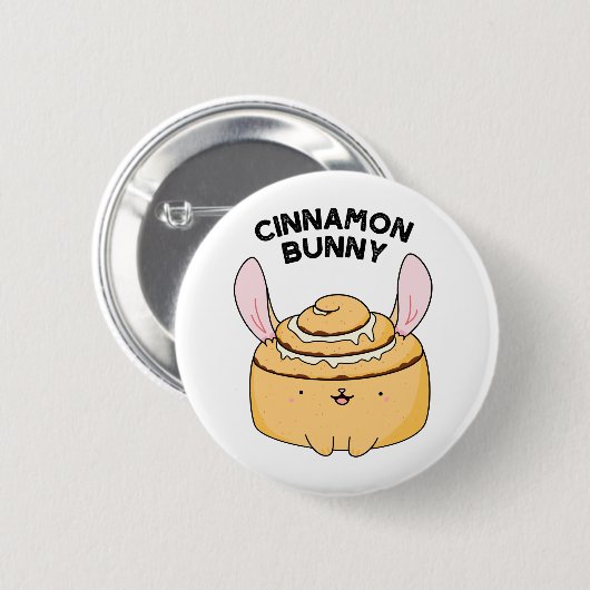 Badge Rond 5 Cm Cinnamon Bunny Funny Cinnamon Bun Pun (Devant & derrière)