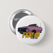 Badge Rond 5 Cm Cinq-0 rose (Devant & derrière)