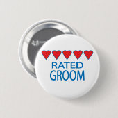 Badge Rond 5 Cm Cinq cœurs de marié (Devant & derrière)