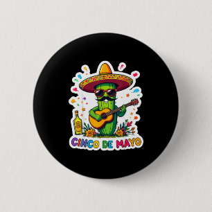 Badge Rond 5 Cm Cinq mai drôle de cactus mexicain lunettes de sole