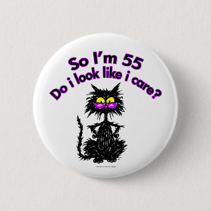 Badge Rond 5 Cm cinquante-cinquième Cadeaux de chat d'anniversair
