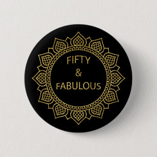 Badge Rond 5 Cm Cinquante et fabuleux Noirs d'anniversaire