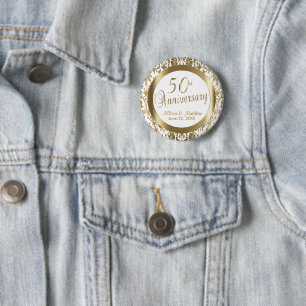 Badge Rond 5 Cm cinquantième Anniversaire de mariage d'or