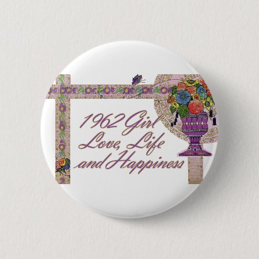 Badge Rond 5 Cm cinquantième Birthday, 1962 (Devant)