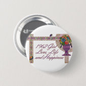 Badge Rond 5 Cm cinquantième Birthday, 1962 (Devant & derrière)