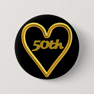 Badge Rond 5 Cm cinquantième Bouton d'anniversaire de mariage