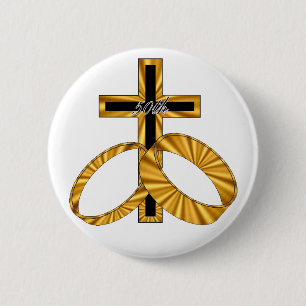 Badge Rond 5 Cm cinquantième Cadeaux d'anniversaire de mariage