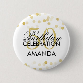 Badge Rond 5 Cm cinquantième Lumières de parties scintillantes de