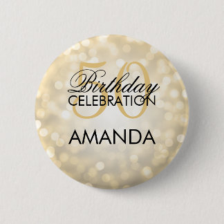 Badge Rond 5 Cm Cinquantième lumières élégantes de parties