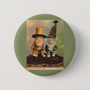 Badge Rond 5 Cm circa 1900 chats en RPPC casquette