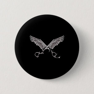Badge Rond 5 Cm Ciseaux cool Liste De Cheveux Avec Ailes Tatouage 