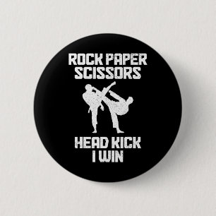 Badge Rond 5 Cm Ciseaux en papier de rock Arts Martiaux Taekwondo 