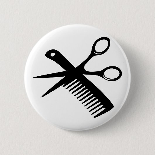 Badge Rond 5 Cm ciseaux peints de coiffure noire (Devant)