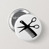 Badge Rond 5 Cm ciseaux peints de coiffure noire (Devant & derrière)