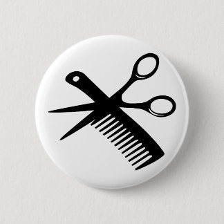 Badge Rond 5 Cm ciseaux peints de coiffure noire