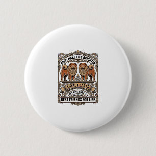 Badge Rond 5 Cm Citation Amoureux de Chien Gravure Vintage Art de