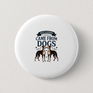 Badge Rond 5 Cm Citation Amoureux de Chien Gravure Vintage Typogra