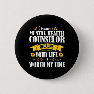 Badge Rond 5 Cm Citation Conseiller en santé mentale mignon Counse