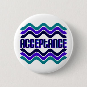 Badge Rond 5 Cm Citation d'acceptation en graphique bleu vert viol