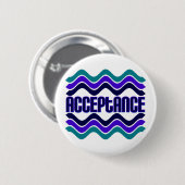 Badge Rond 5 Cm Citation d'acceptation en graphique bleu vert viol (Devant & derrière)