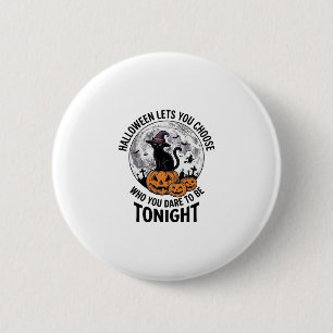 Badge Rond 5 Cm Citation de chat d'Halloween Gravure de sorcière d