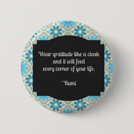 Badge Rond 5 Cm Citation de Gratitude Rumi (Devant)