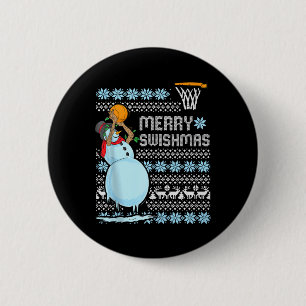 Badge Rond 5 Cm Citation de Noël de basket-ball amusante Joyeux Sw