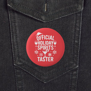 Badge Rond 5 Cm Citation de Noël humoristique fête spiritueux roug