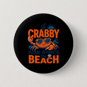 Badge Rond 5 Cm Citation de vacances à la plage de crabe de cœur m
