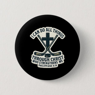 Badge Rond 5 Cm Citation de verset biblique de hockey sur glace ch