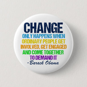 Badge Rond 5 Cm Citation d'Obama pour le changement