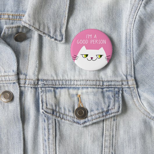 Badge Rond 5 Cm Citation drôle rose chaton blanc (En situation)