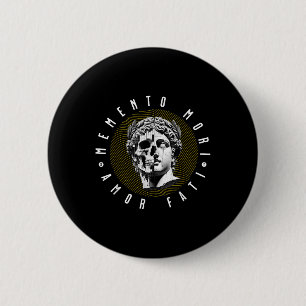 Badge Rond 5 Cm Citation du stoïcisme crânien Memento Mori Amor Fa