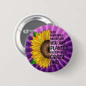 Badge Rond 5 Cm Citation et tournesol tiré à la main (Devant & derrière)