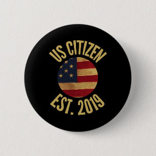 Badge Rond 5 Cm Citoyenneté Américaine 2019 Gif Drapeau Américain