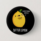 Badge Rond 5 Cm Citron amer Funky Fruit Pun Dark BG (Devant)