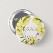Badge Rond 5 Cm Citron blanc (Devant & derrière)