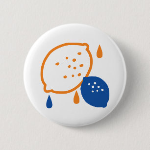 Badge Rond 5 Cm Citron bleu et orange Motif Jouer sur le thème des