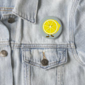 Badge Rond 5 Cm Citron coupé de sourire (En situation)