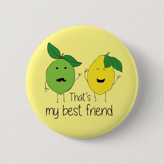 Badge Rond 5 Cm Citron et chaux Meilleurs amis BFF Lemon Art Besoi (Devant)