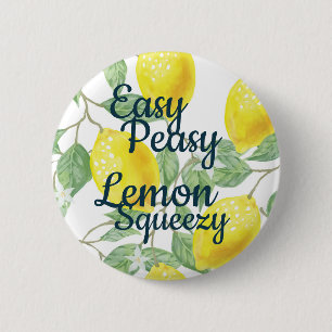 Badge Rond 5 Cm Citron facile Squeezy de Peasy