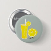 Badge Rond 5 Cm Citron souriant à la limonade (Devant & derrière)